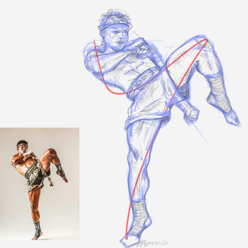 This sketch was inspired by the Character Design study generator & mood board plugin.All of the ideas prompted here will help you to focus on studies that will build your character design skills. In this case I got to practice a solid character pose, my line art, muscles and anatomy and also some fabric studies all in one!