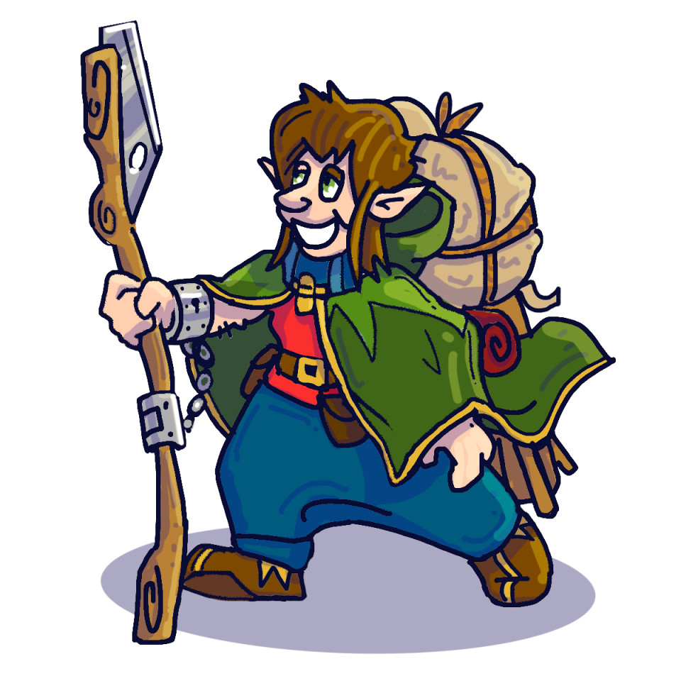 A Wandering Male Hobbit with Blade Staff and Chain!