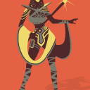 Ancient Egyptian inspired character with a Art Graphic Style.